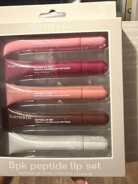Juliette & Co 5-Pack Peptide Lip Tint Set - Pink, Berry, Peach, Brown, Clear